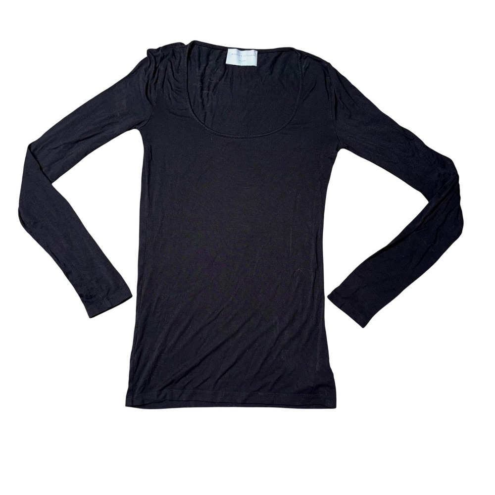Modern Citizen Scoop Neck Top Women Medium‎ Black Excellent Long Sleeve MC21T212
